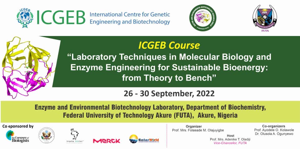 Looking forward to this exciting ICGEB course next week
#EnzymeEngineering #Bioenergy #Biofuel #MicrobialEngineering #MolecularBiology 
@ICGEB

 @sadeolaj

 @OlusolaOgunyewo

 @shams_yazdani

 @ICGEBBioenergy

@Yemomycin