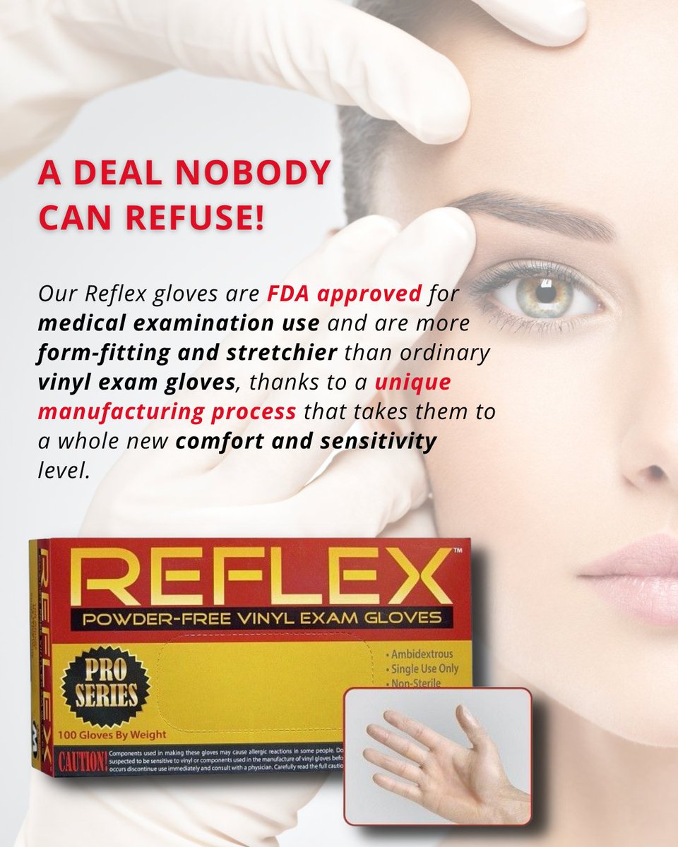 UnisafeGloves's tweet photo. Our Reflex gloves are FDA approved for medical examination use! 🩺

They take comfort and sensitivity to a whole new level ☝️

Tired of wimpy gloves? 🧤
Try us on! 👇
https://t.co/JgrsH6XMDm

#unisafeinc #unisafegloves #nitrilegloves #nitrile #latexgloves #gltlove #latex https://t.co/ve6LLV873z