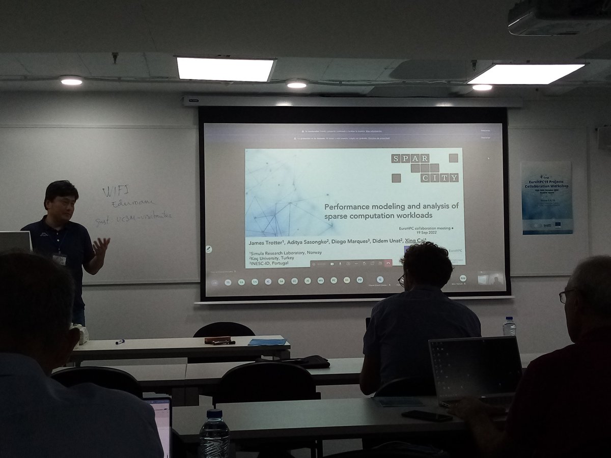 sparcity_eu's tweet photo. We are in #Madrid for a two-day workshop with members of the other 9 projects funded under our @EuroHPC_JU to seed and foster collaborations across Europe.
ADMIRE EUROHPC, @Redsea_EU, @DEEPprojects, eprocessor_eu, @iosea_eu, @TEXTAROSSA1 @EuRegale #MAELSTROM #timeX #DComEX https://t.co/4rmW73GKnX