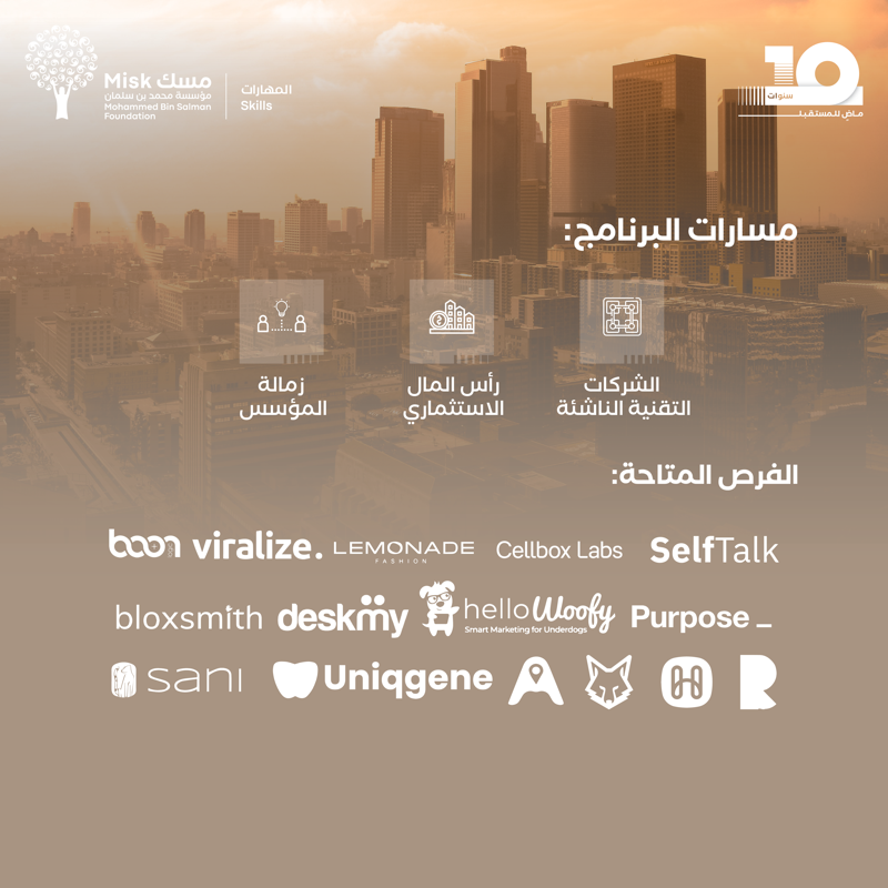 MiskSkills's tweet photo. امتدادًا إلى تنمية العقول في ريادة الأعمال، نُطلق برنامج «التدريب على رأس العمل» مع DraperU Ventures مع نخبة التقنية في وادي السيليكون بولاية كاليفورنيا، ضمن برامج #مسك_المهارات (#MiskInternships) لنحقق رؤية طريقها واعد.