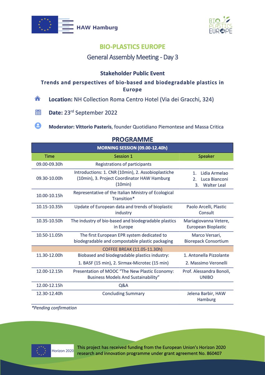 CNR - SCITEC (@cnr_scitec) on Twitter photo 📢 #21sett #GeneralAssembly <a href="/bioplastics_eu/">Bioplastics H2020</a>
La realtà interconnessa e la velocità delle informazioni che connotano questi decenni impongono gli eventi sociali, sanitari ed ambientali quali indicatori autorevoli delle priorità della ricerca internazionale
+ cnr.it/it/evento/1806… 📢 #21sett #GeneralAssembly <a href="/bioplastics_eu/">Bioplastics H2020</a>
La realtà interconnessa e la velocità delle informazioni che connotano questi decenni impongono gli eventi sociali, sanitari ed ambientali quali indicatori autorevoli delle priorità della ricerca internazionale
+ cnr.it/it/evento/1806…