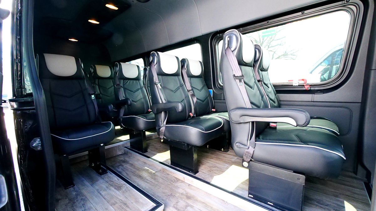 HQCustomDesign's tweet photo. Mercedes Sprinter CoachLiner conversion featuring 14 passenger luxury shuttle seats with 3-point seat belts and armrests, wood-like flooring, center aisle configuration for comfortable maneuverability.
https://t.co/yGlWgJ6Few
.
.
#HQCustomDesign #shuttlebus #shuttlevan https://t.co/SpAZmY6SUf