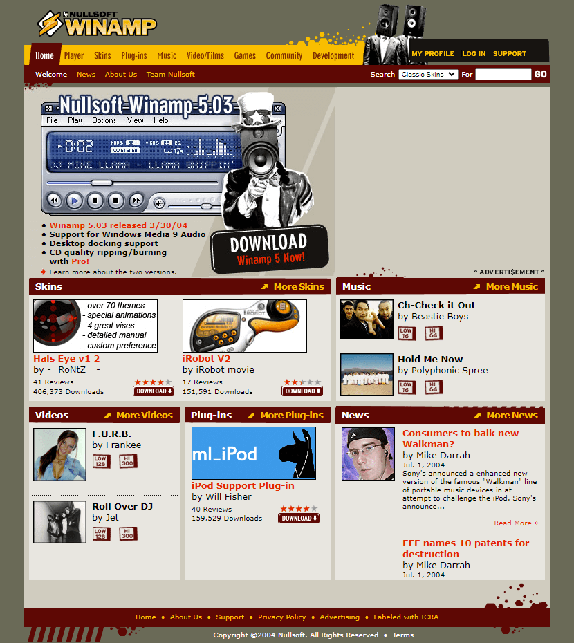 WebDesignMuseum's tweet photo. Winamp website in 2004

#WebDesignHistory https://t.co/evAraAephM