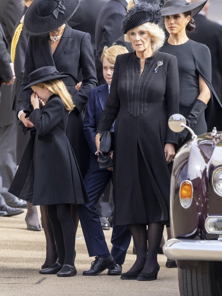 etnow's tweet photo. A heartbroken Princess Charlotte of Wales is seen crying at the funeral of her late great grandmother, Queen Elizabeth II. 

(📸: Getty Images) https://t.co/YOTK3QS4KA