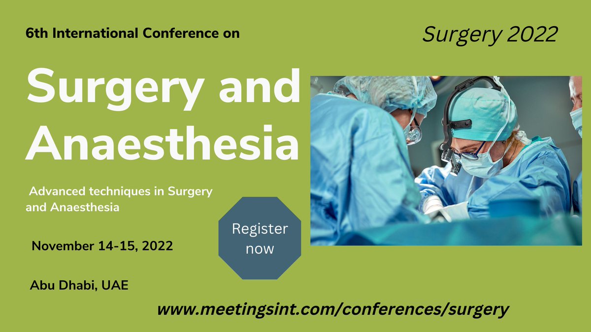 surgerymeetint's tweet photo. Are you looking to attend a conference on #Surgery??
Here is the chance to connect with us in Abu Dhabi, UAE  to discuss and contribute to the future innovations in the field of Surgery and Anaesthesia.
For more details: https://t.co/TTXPiltSxL https://t.co/WL9YIbk13o
