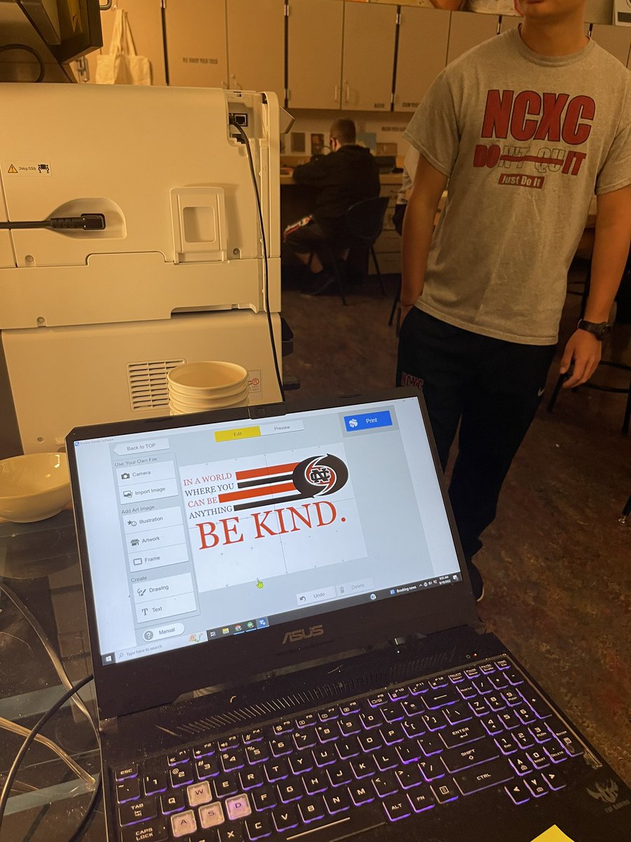 Nothing can brighten staff member’s day like a student designing, making and giving a matching shirt to them for the next wear it Wednesday! Pay it forward with a random act is a snowball effect we’re proud of in the Art Dept! Let’s keep it going ❤️ <a href="/NewCastleSrHS/">Rich Litrenta</a> <a href="/RolandGlobal/">Roland</a>