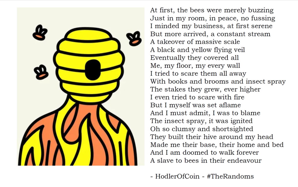 HodlerOfCoin's tweet photo. To bee, or not to bee 🐝
@therandomsnft  #RandomPoet #TheRandoms https://t.co/wBwgT3ldvn