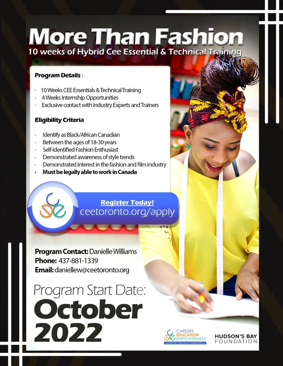 Learn the skills needed to break into the fashion world. Register today for our Styling Program.
• 
• 
<a href="/hudsonsbay/">Hudson's Bay | La Baie d'Hudson</a> <a href="/cee_toronto/">CEE Toronto</a>
• 
•
#fashionstylist #fashion #fashionstyle  #style #stylist #fashiondesigner #ceetoronto