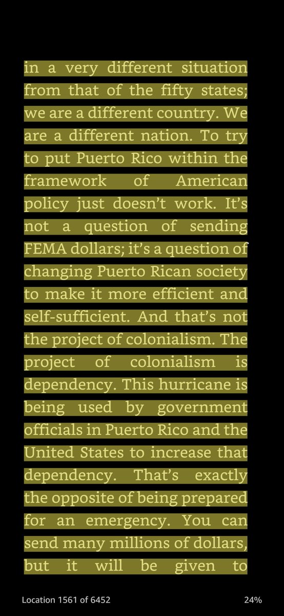 RobotVicuna's tweet photo. The vulnerability of Puerto Rico to disasters like these is not an accident, but rather a direct consequence of years of capitalist and colonial extraction that only accelerated after Maria. Screenshots from Eduardo Lalo's essay in https://t.co/sG04RRkOvl https://t.co/EUM4JcxDCV
