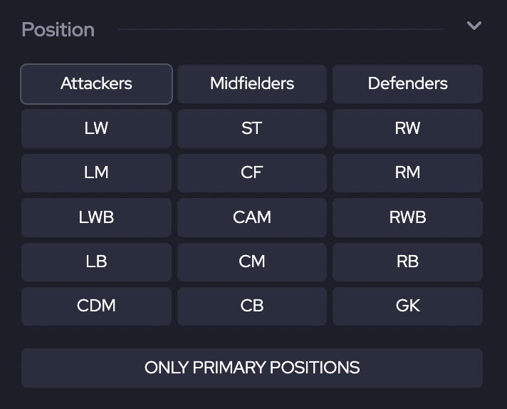 We've removed LF/RF from the positional filters.