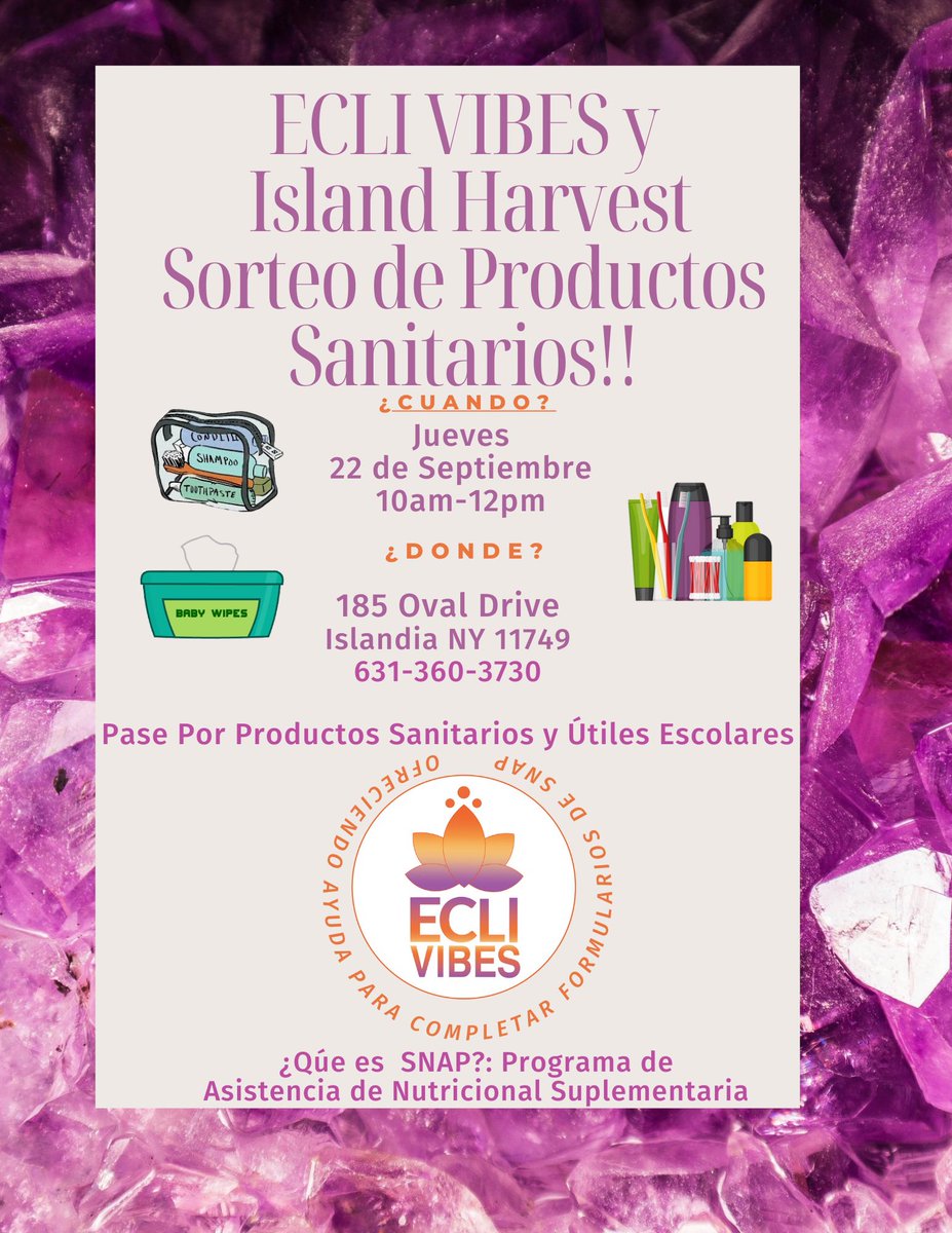ecli_vibes's tweet image. Come out to our office on Thursday from 10am - 12pm for a giveaway in partnership with Island Harvest! You won’t want to miss this!
¡Ven a nuestra oficina el Jueves de 10am - 12pm para un sorteo en asociación con @IslandHarvest! ¡No querrás perderte esto!
Flyers in ENG & ESP ⬇️
