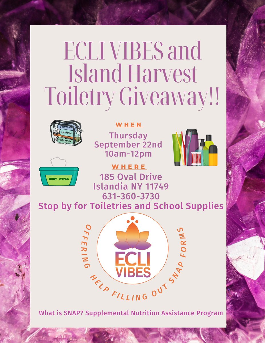 ecli_vibes's tweet image. Come out to our office on Thursday from 10am - 12pm for a giveaway in partnership with Island Harvest! You won’t want to miss this!
¡Ven a nuestra oficina el Jueves de 10am - 12pm para un sorteo en asociación con @IslandHarvest! ¡No querrás perderte esto!
Flyers in ENG & ESP ⬇️