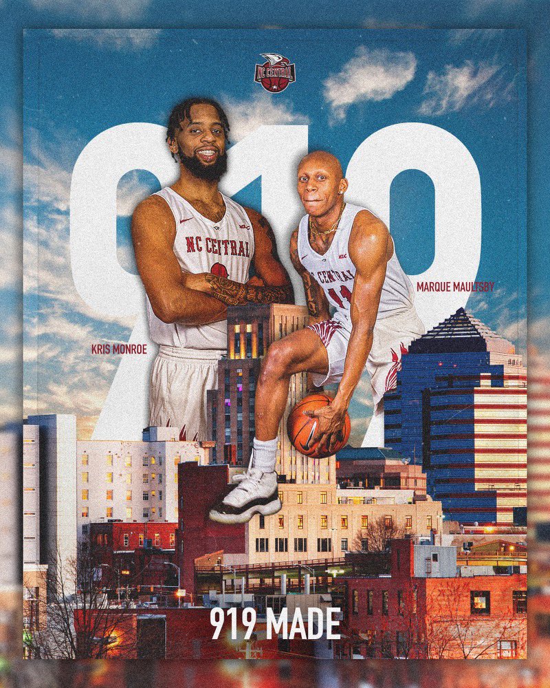 NCCU_MBB's tweet photo. Happy “919” Day from Raleigh’s very own @_kjm21 @MarqueMaultsby https://t.co/KFKBK9gWac