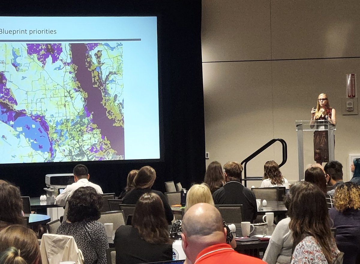 se_casc's tweet photo. "We have a choice, we have a responsibility, and as a conservation society, we can direct the future." Amanda Sesser @professorsesser of SECASC closes the Visualizing Change in the Southeast presentation with a call to integrated, proactive, widespread climate adaptation #secasc https://t.co/OelvXCgaIm