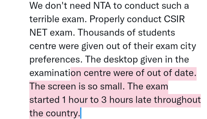 Rajeshnahaka's tweet photo. #conduct_CSIR_NET_properly
@EduMinOfIndia
@DG_NTA
@HRDG_CSIR
@dpradhanbjp
@1pmoindia
We don't need NTA to conduct such a terrible exam. Properly conduct CSIR NET exam. Thousands of students centre were given out of their exam city preferences. https://t.co/QjhhQNQK1H