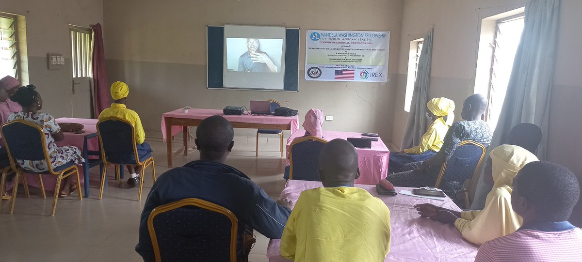 During their #ReciprocalExchange, Lawrence Musa of <a href="/GallaudetU/">Gallaudet University</a> and #YALI2016 Fellow <a href="/Kabeer87/">Mohammed Kabir Ibrahim</a> hosted a STEM and #ASL digital resources seminar for students and teachers from three deaf schools in Kaduna, Nigeria. <a href="/ECAatState/">Educational & Cultural Affairs—U.S. Dept. of State</a> <a href="/USinNigeria/">U.S. Mission Nigeria</a> <a href="/exchangealumni/">Exchange Alumni</a>