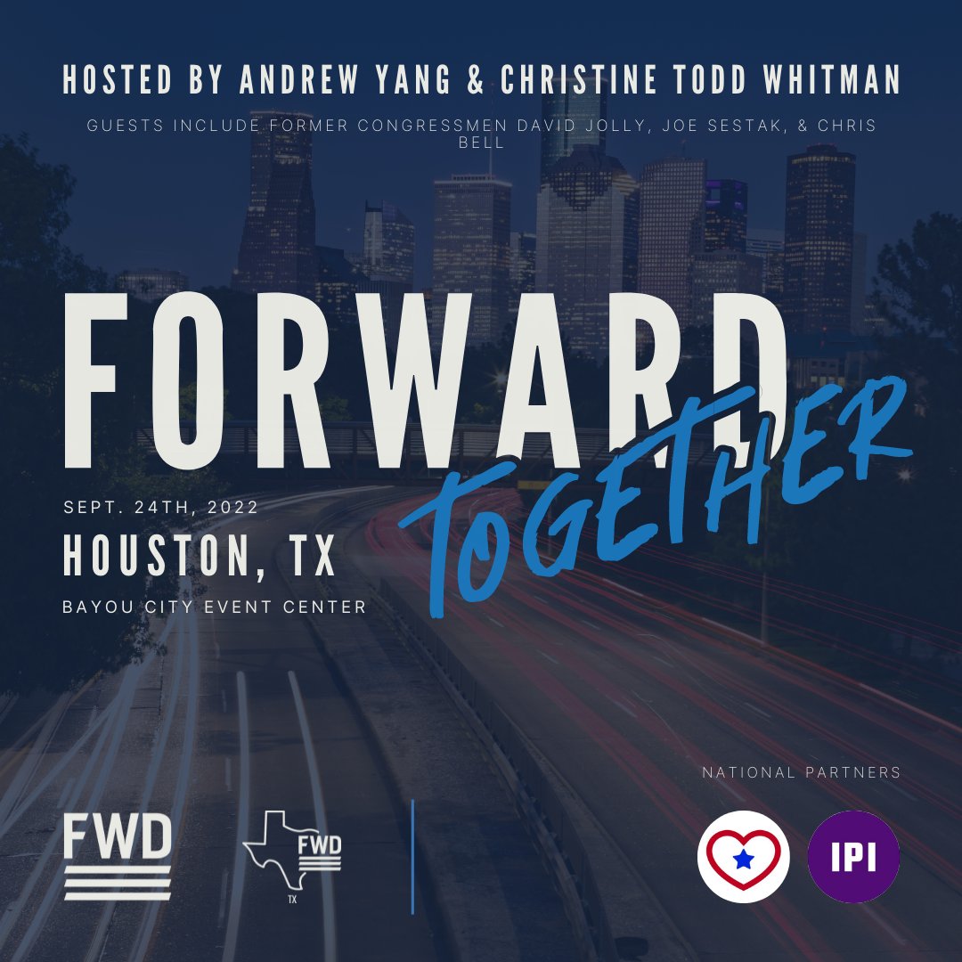 Fwd_Party's tweet image. 🚨 SEE YOU IN 5 DAYS! 🚨 Make sure to RSVP for our free event at @BayouCityEvent in Houston, TX this Saturday Sept. 24th! It's time to listen, learn, and share so we can move America #ForwardTogether. 

#ForwardParty #FWDTX

RSVP today 👉🏽 fwd.party/texas