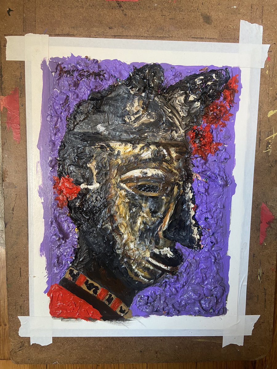 kwam3_'s tweet photo. This took a very exciting turn, and it’s my first time painting with this much texture. Looks like a promising series in the works. https://t.co/q40HKQSH2o