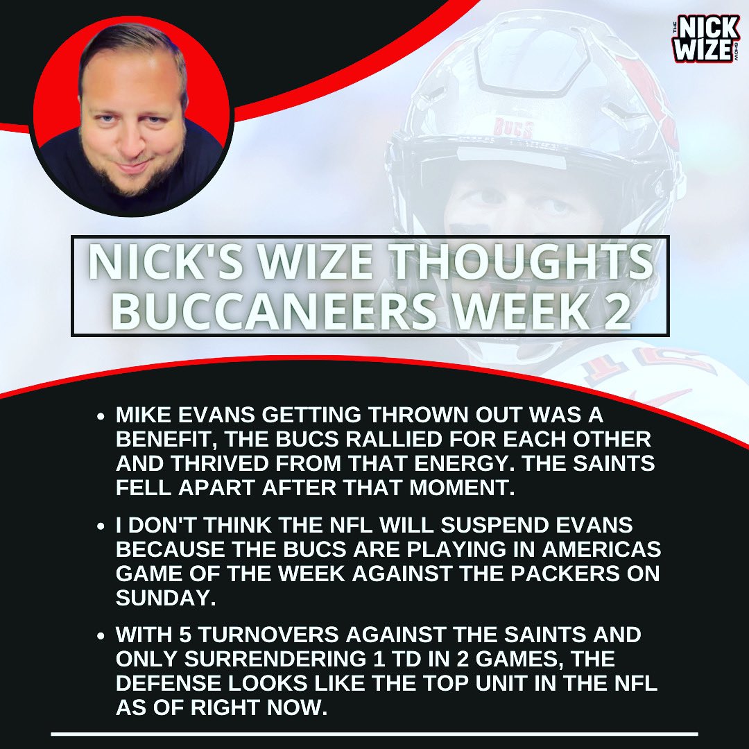 iAmNickWize's tweet photo. My #WizeThoughts on Sundays #GoBucs #Saints game. https://t.co/c19KslHuvu