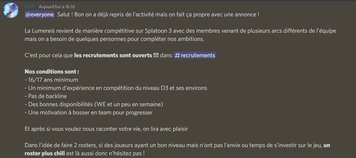 LumereisS's tweet photo. Salut ! La Lumereis revient et ça recrute !!! Aller hop hop hop ça rejoint

Tout se passe sur notre Discord  : https://t.co/yNHekzV8zb

(notre logo est vraiment pas à jour ici) https://t.co/wzms4R5LHc