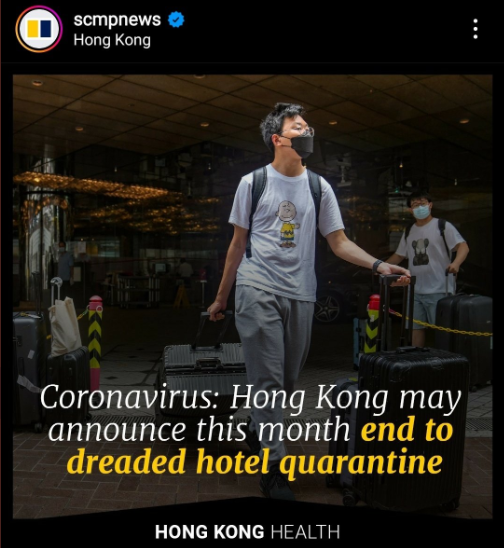 The quarantine policy may end this month and no need to be quarantined in Hongkong #takeUsBackToChina