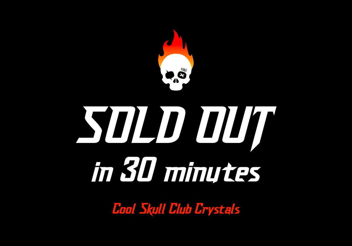 💀 Cool Skull Club Crystals 💎

🔥SOLD OUT in 30 MINUTES 🔥WITHOUT OVERALLOCATION🔥

opensea.io/collection/coo…

Thank y’all for your great support!

#SoldOut #Nft #NFTCommuntiy