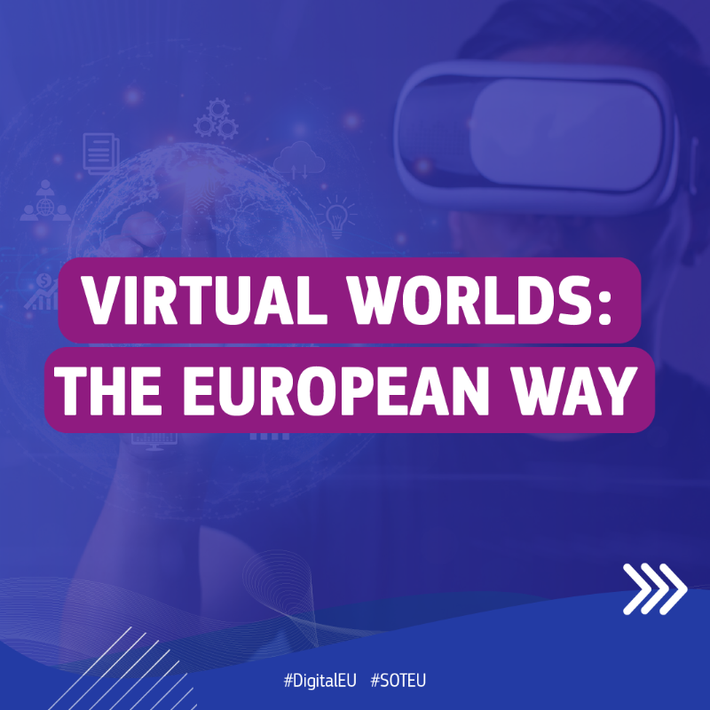 DigitalEU's tweet photo. #ICYMI President @vonderleyen announced a new initiative on #VirtualWorlds during her 2022 #SOTEU speech last week.

🌐 Find out more about Europe’s plan to thrive in the metaverse ↓

via @ThierryBreton 🇪🇺