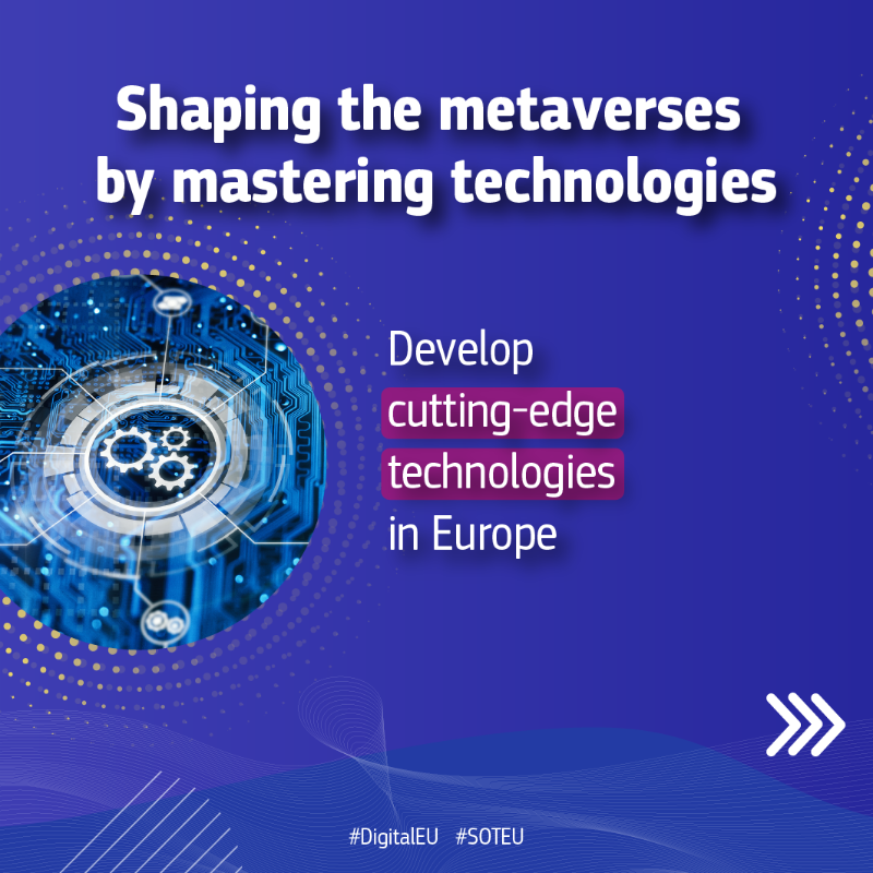DigitalEU's tweet photo. #ICYMI President @vonderleyen announced a new initiative on #VirtualWorlds during her 2022 #SOTEU speech last week.

🌐 Find out more about Europe’s plan to thrive in the metaverse ↓

via @ThierryBreton 🇪🇺