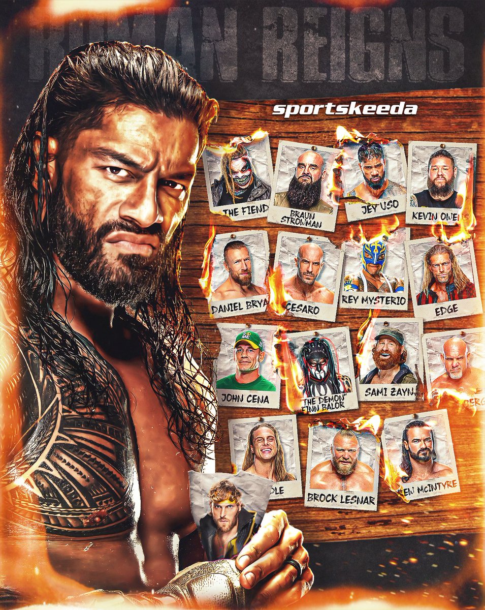 SKWrestling_'s tweet photo. The Tribal Chief and the casualties of his reign, so far!
Will Logan Paul be the next to catch the fire?

#WWE #RomanReigns #LoganPaul #WWERaw https://t.co/kUOl4NRQHj