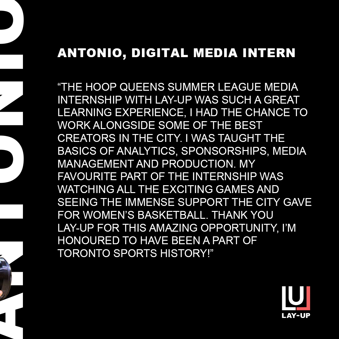 LayupBasketball's tweet image. Following Lay-Up's first ever Crossover program, Antonio was selected as the Digital Media Intern for the first ever Hoop Queens Summer League!
•
Thank you Keesa.K for an amazing experiential learning opportunity!
•
#crossover #hoopqueens #intern #experience