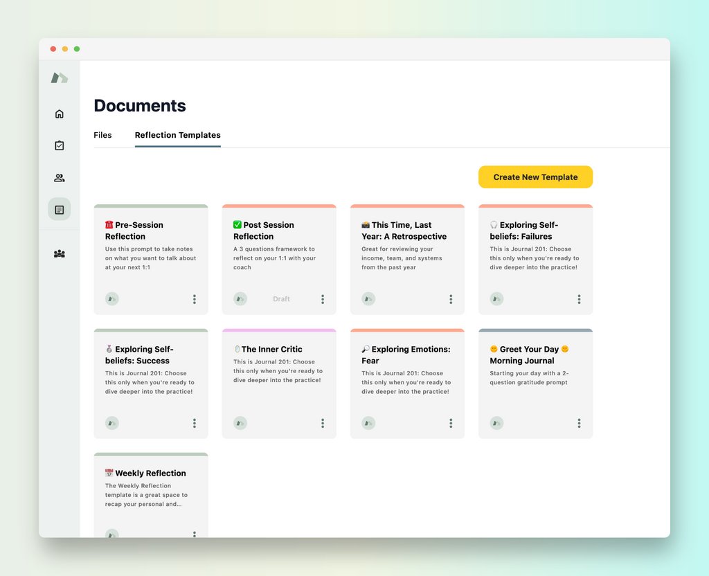 This week we're launching our new feature REFLECTIONS.
Through this feature, our members can:⁠
⁠
🤝Collaborate seamlessly with their coach.⁠
✒️Synthesize their thoughts into cohesive ideas.⁠
📷Capture their growth journey.⁠
⁠
#careercoaching #mentoring #peoplefirst #startup