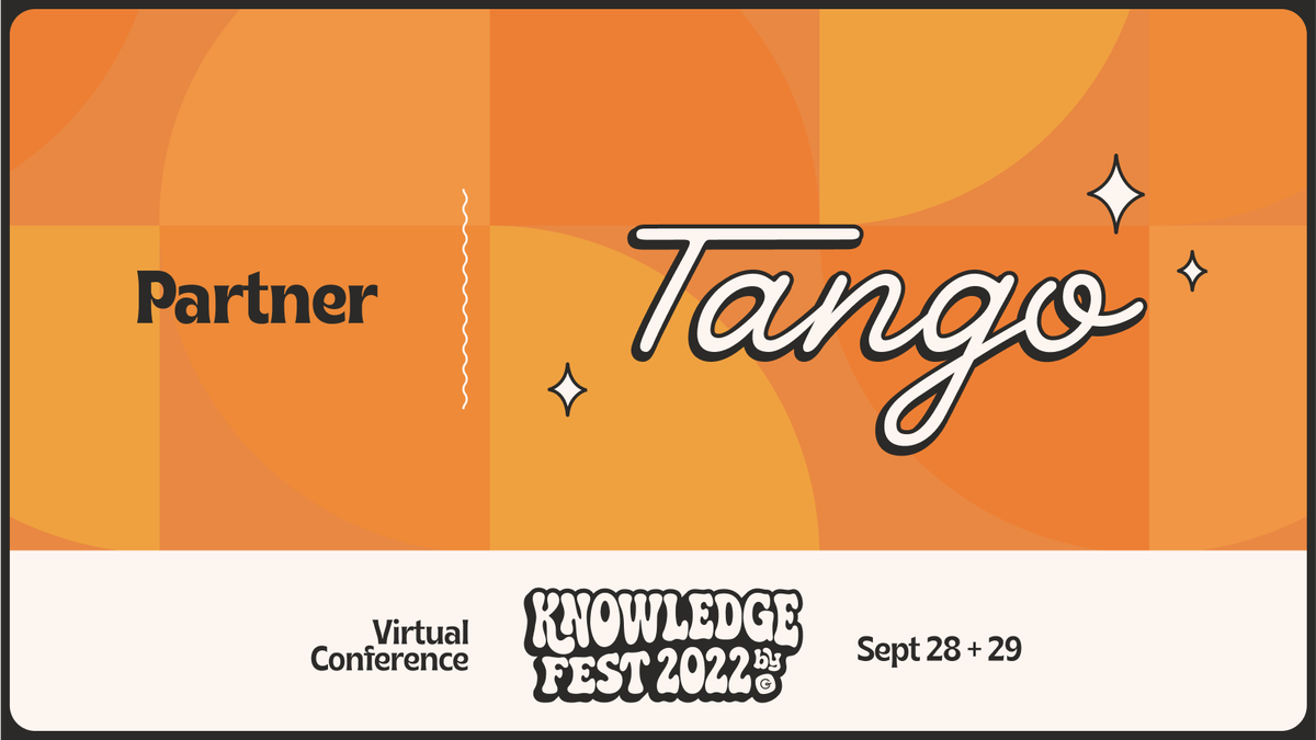 bigredbabz's tweet image. 🪩🕺 @Tango_HQ is thrilled to partner with @Guru_HQ for #KnowledgeFest 2022 🧠🪩

For 2 #groovy days, we'll be tapping into the minds shaping knowledge management in a new world of work. The best part is that it's FREE to attend virtually: bit.ly/kf-tango

cc: @ricknucci
