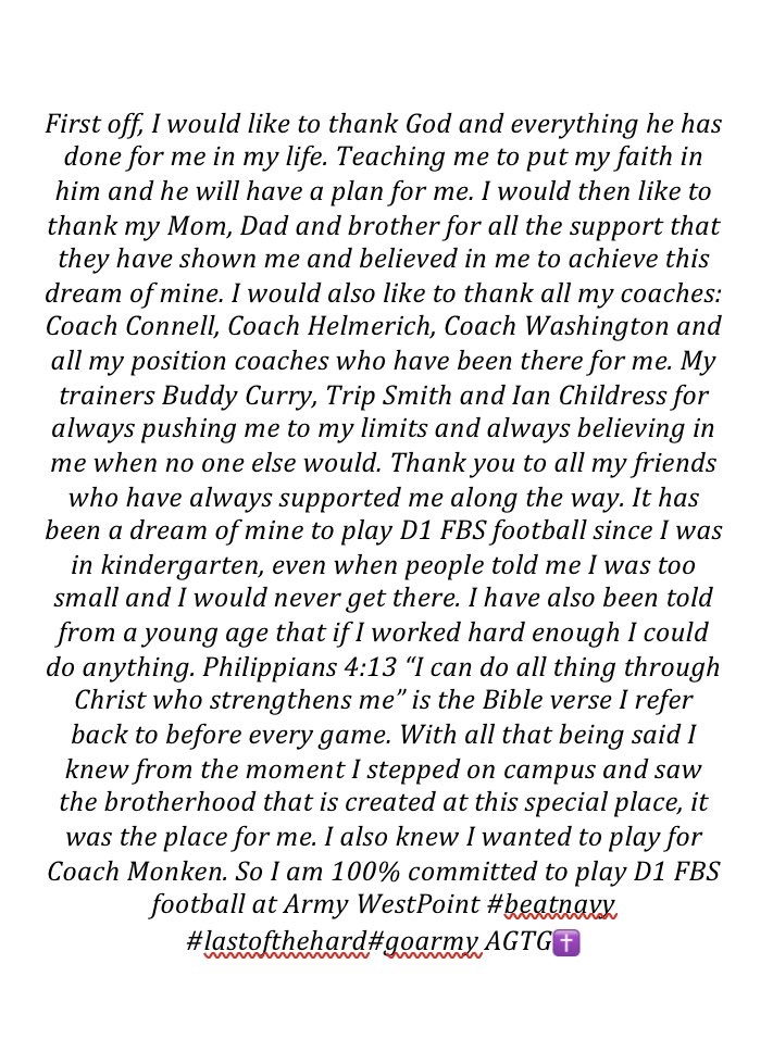 I’m Home! Dream come true! 100% committed! <a href="/CoachJeffMonken/">Jeff Monken</a> <a href="/CortBraswell/">Coach Cort Braswell</a> <a href="/Coach_Worley/">Cody Worley</a> <a href="/ArmyWP_Football/">Army Football</a> @Mansell247 <a href="/coachconnell85/">Drew Connell</a> @FBCoachPR @CoachNorman_AGR <a href="/CoachCarlVice/">Carl Vice</a> <a href="/NFultonSports/">North Fulton Sports Report</a> <a href="/JohnsCreekHSFB/">Johns Creek FB</a> <a href="/jcgladiators/">Johns Creek Athletics</a>