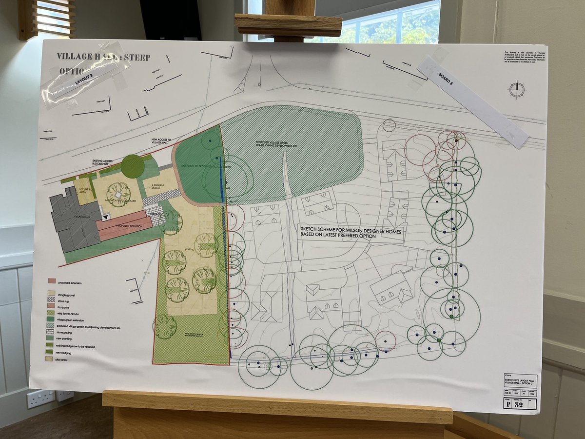 SteepTogether's tweet photo. Did you visit the exhibition of plans for Steep Village Hall? 
With respect for mourning period for late Queen Elizabeth II, deadline for online comments is extended to 20th September. Make comments up to and including that date on:
https://t.co/tcv6zYW3Ni https://t.co/oSYII1pR9r