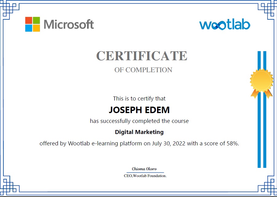 Teddi_Joe's tweet image. Here I go again with more #DigitalCertifications, Thank you #wootlabfoundation for this amazing opportunity to learn. To my wonderful trainer: @karim_calvin and sponsored: @wootlabfoundation a big thank you with a grateful heart.
#wootlabfoundationleads2.0
#antonzacalvinkarim