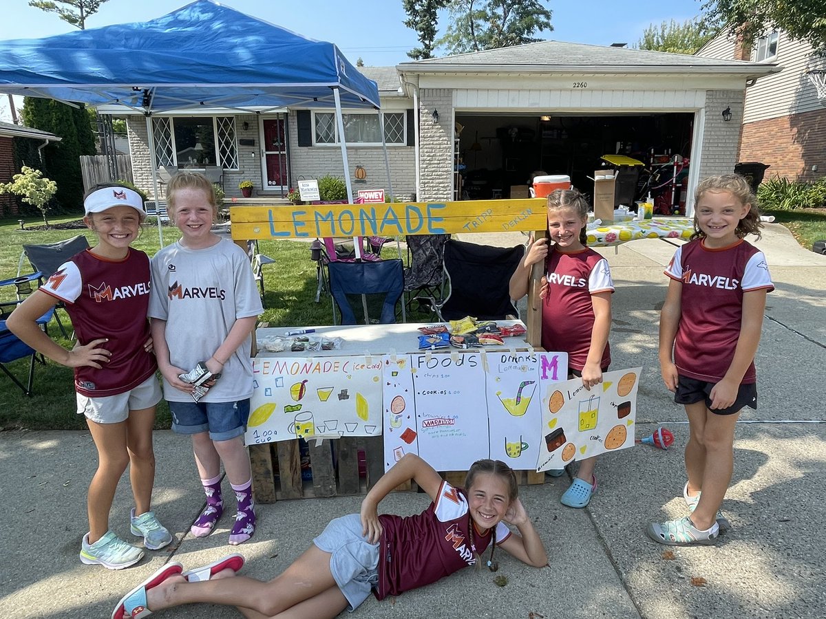 MarvelsMidwest's tweet photo. Thank you to everyone who supported our lemonade stand this weekend. Your generosity will allow us to:

Donate $275 to Scooping Love for Juliet

Donate $262 to the Woodhaven + Trenton Animal Shelter

Put $500 toward our summer Columbus tournament fee

It was a great experience! https://t.co/gRpKbi2ndg