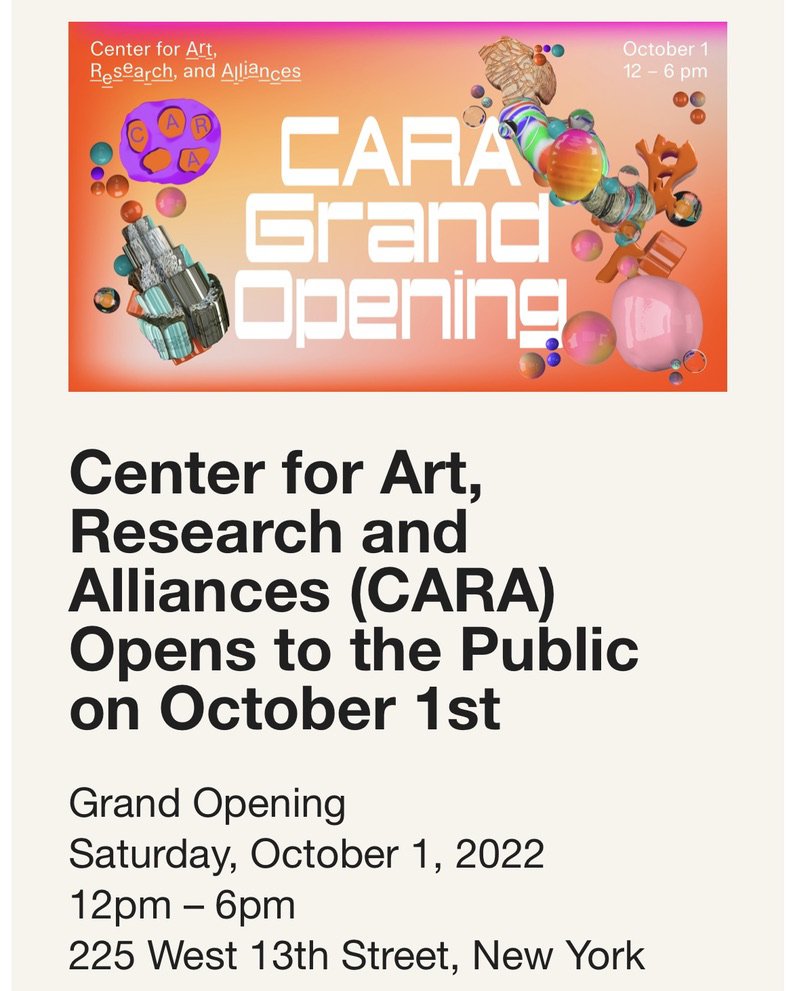 thejustinbeal's tweet photo. Saturday, October 1!! 🪸 A day-long celebration to mark the official opening of The Center for Art, Research and Alliances (CARA) https://t.co/HidAeQF2P8 https://t.co/nvc8DojW1I