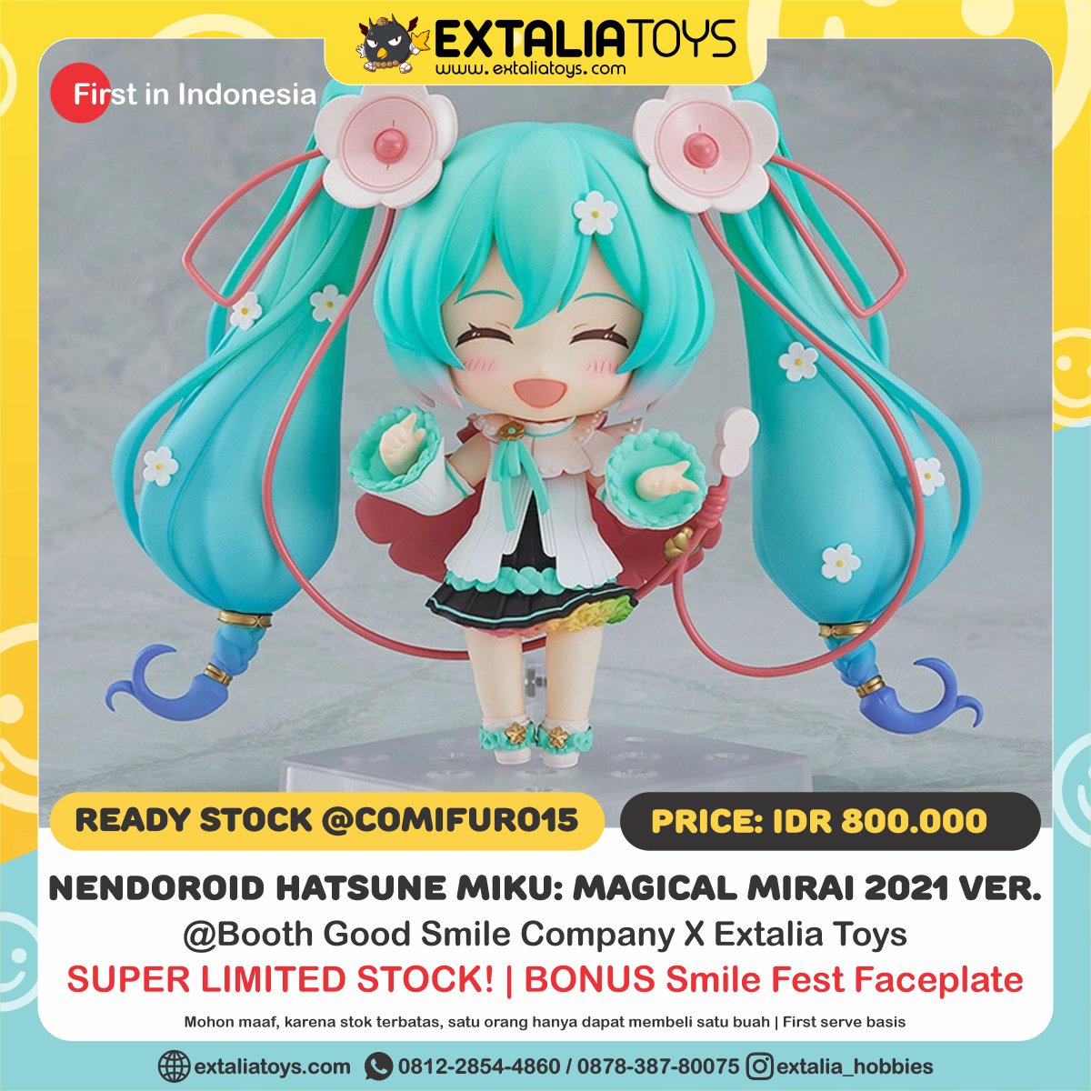 extalia_cs's tweet photo. Calling Wibu Indonesia! Mampir booth Good Smile Company X Extalia Toys di Comic Frontier 15, tanggal 24-25 Sep 2022 di ICE BSD! #animeweebs #wibu #extaliatoys #goodsmilecompany #anime #actionfigure #nendoroid #mikumagicalmirai2021 https://t.co/hteZ2eUdWf
