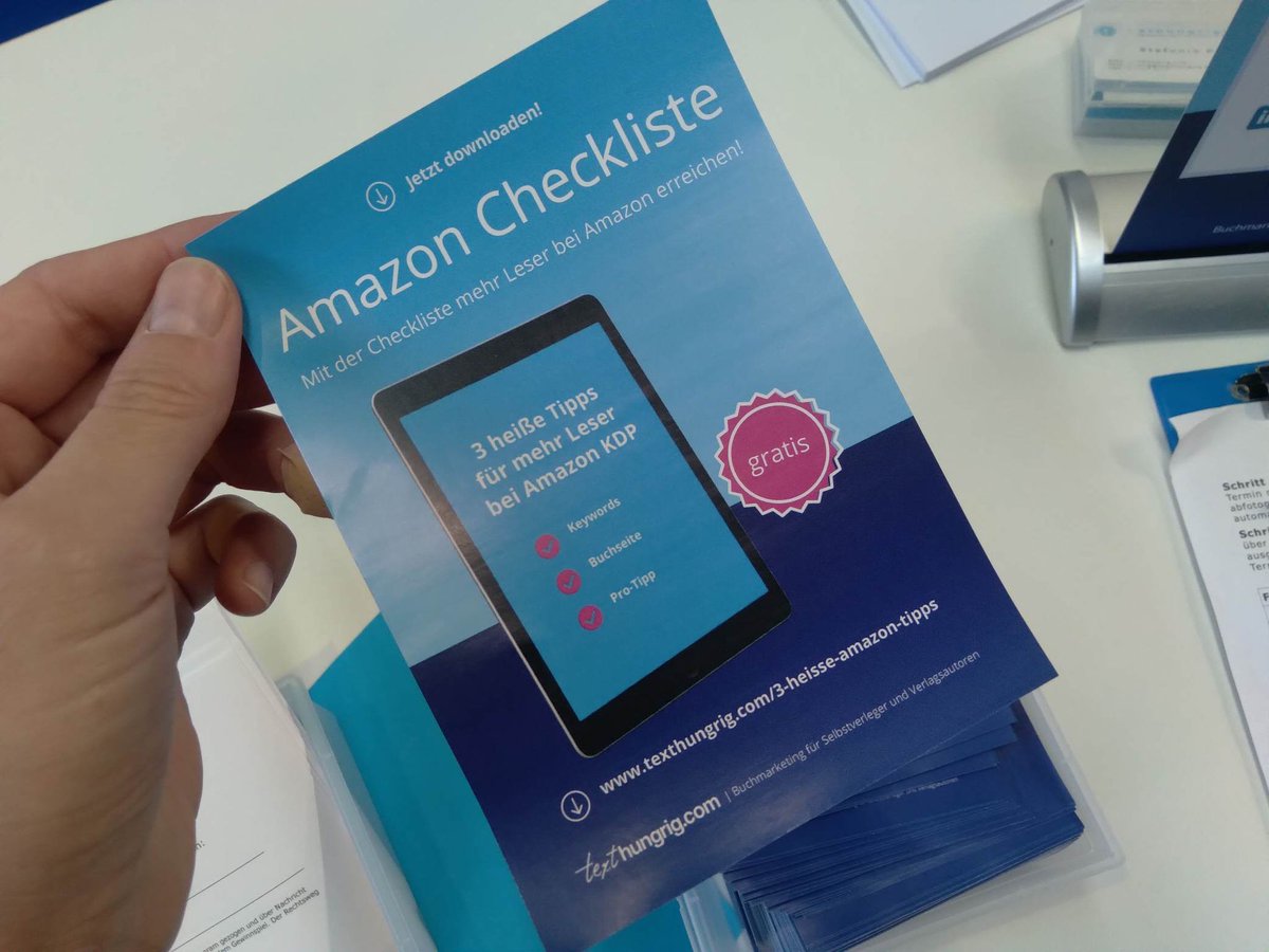 Bei der BuchBerlin - die Berliner Buchmesse war die Amazon Checkliste bei mir am Messestand heiß begehrte Ware - aber sie hat auch sehr negative Kommentare ausgelöst. 
Zur Checkliste hier:
texthungrig.com/3-heisse-amazo…
#buchvermarkten #buchveröffentlichen #amazonkdp #selbstverleger
