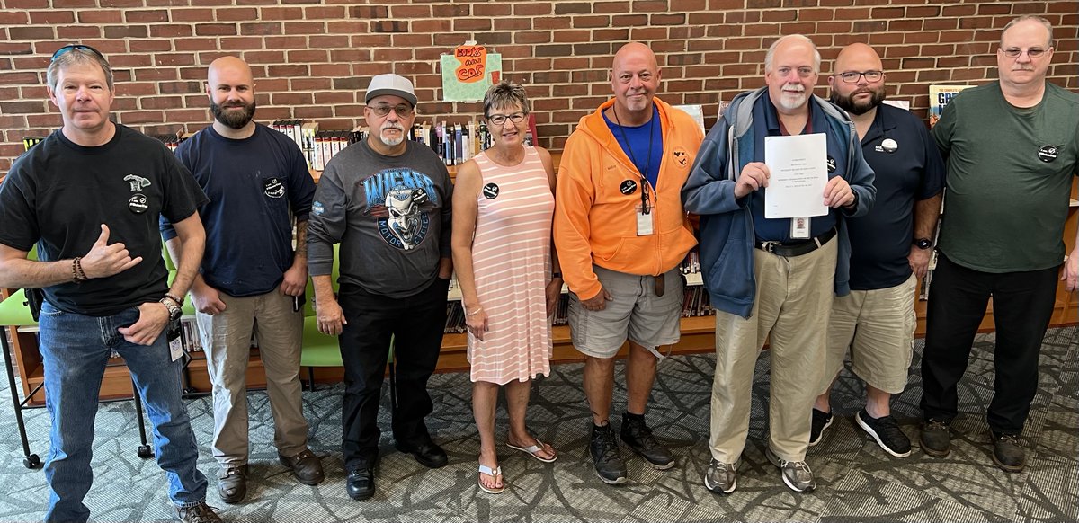 This weekend #MeridenCustodians met to review & celebrate recently ratified & approved 3-yr #union contract that will #RaiseTheWage, boost equip allowance; kudos to #PublicEd personnel who keep @MeridenK12 bldgs clean & safe! #UnionYES @AFTUnion @PSRP_AFT @MFT1478 @ConnAFLCIO