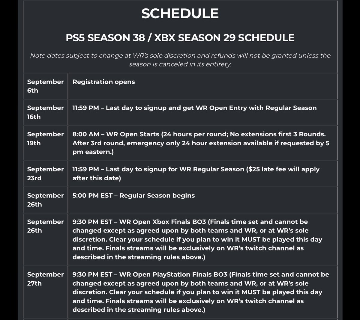 WRProAmLeague's tweet photo. 🚨 WR 38/29 OPEN BRACKETS 🚨

You are encouraged to play early. 24 Hour Rounds, starts today!

Discord &amp; information sent to Captain emails.

PS5: https://t.co/KMpP1DwqAK
XBOX: https://t.co/S1i21CxFlX

Regular season registration ➡️ https://t.co/qHYrBUThY9

#2KFreeAgent #NBA2K23 https://t.co/2U1ya3RXb9