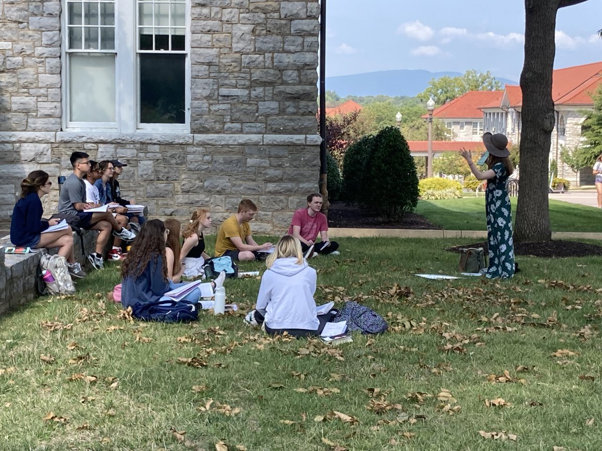 Dr. Heidi Pennington's class enjoyed one the last days of summer outside of Keezell Hall. Fall is coming in a matter of days!
