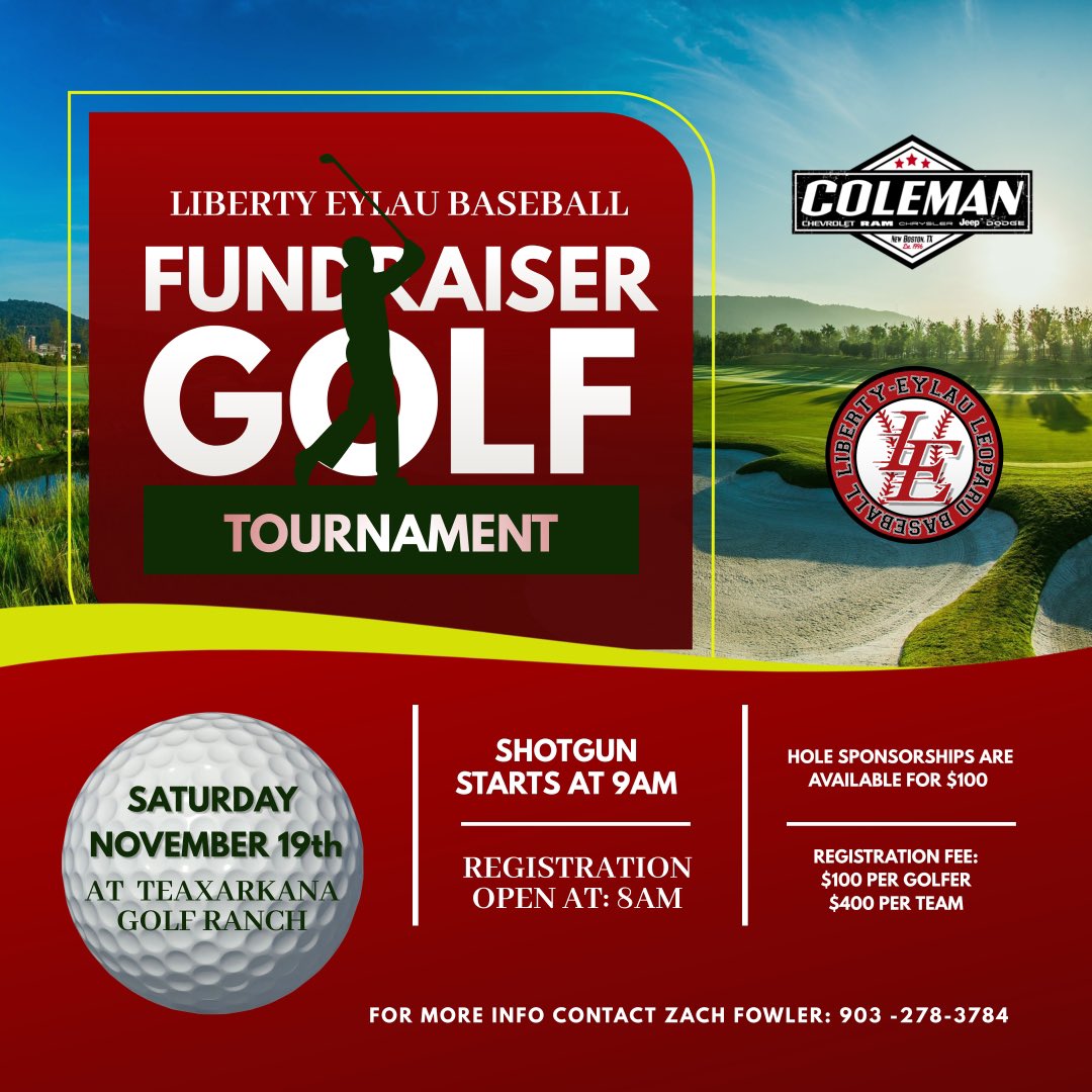 Here is the information for our fundraiser golf tournament this year. We have moved it up a few months to hopefully avoid the freezing weather in January. Please reach out if you would like to have a good time and help support a great group of hard working kids.