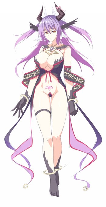 気分転換にキャラデザしてた魔王サマ(仮)。宗教上の都合で布面積は少なくなりました(゜∀゜) 