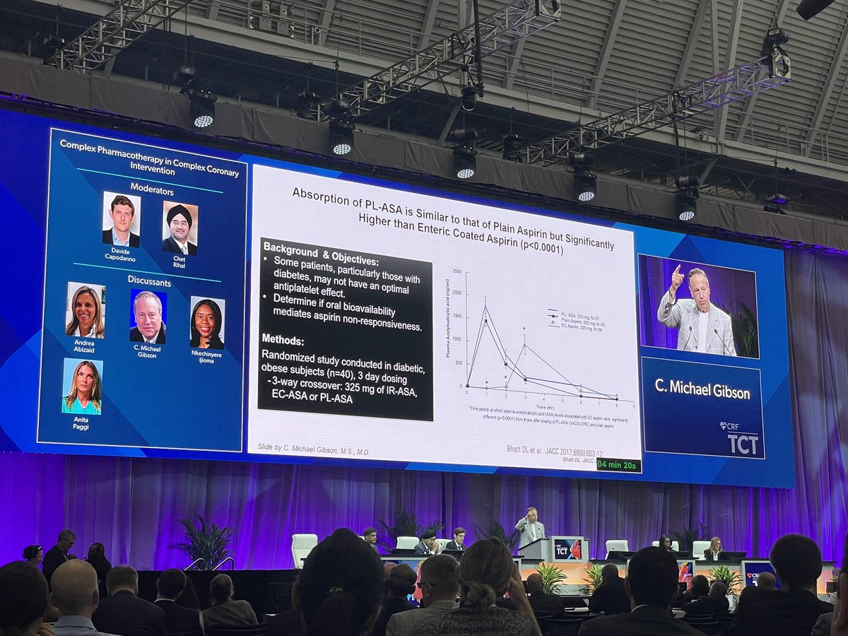 JACCJournals's tweet photo. Dr. @CMichaelGibson on the new formation of #aspirin at #TCT2022 

#ACCIC #CardioEd #CardioTwitter #PCI #JACC https://t.co/nlFELnySd2