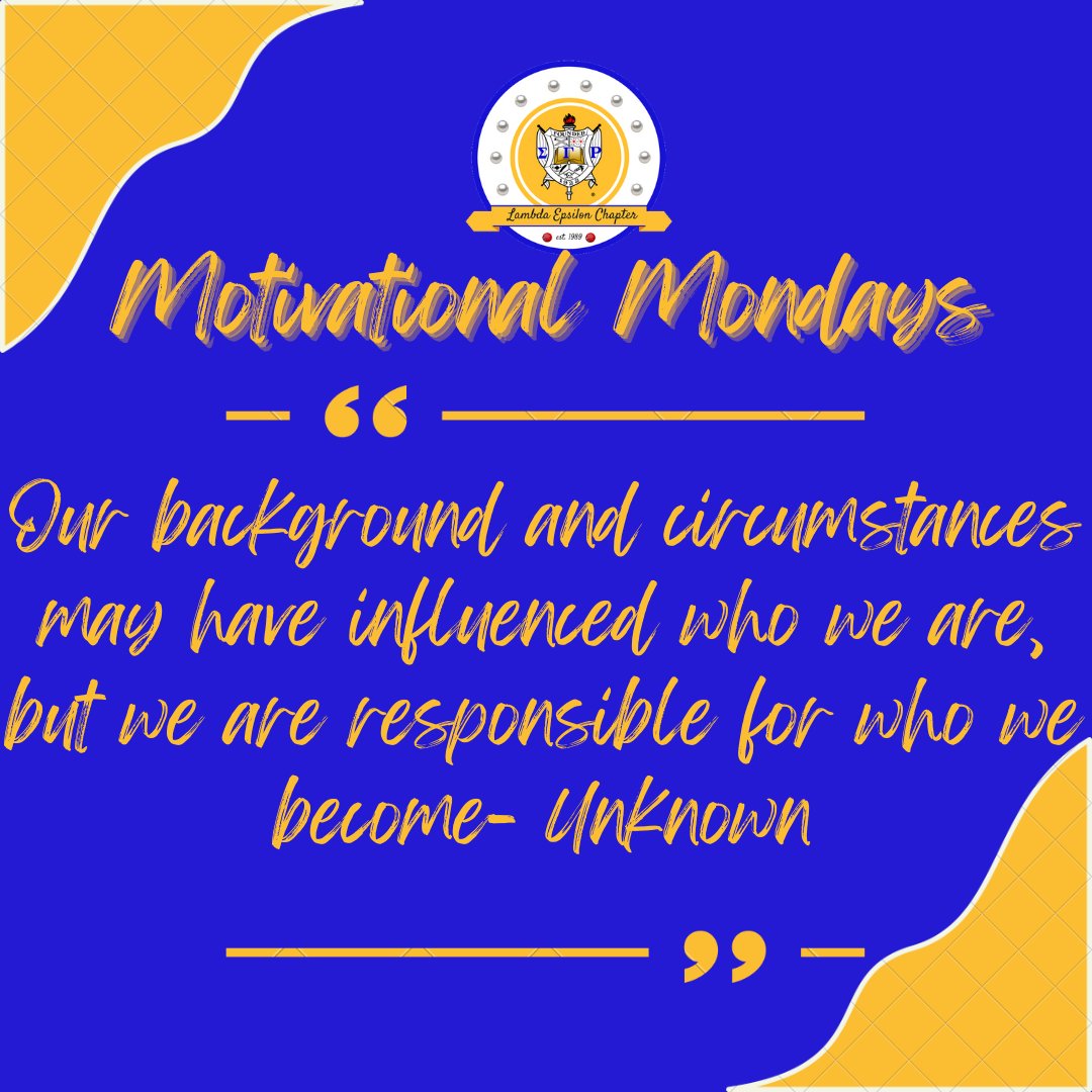 UWG_SGRhos's tweet photo. Motivational Mondays with Lambda Epsilon:
Where you come from does not define who you will become. Stay in control of your future✨
#motivationalmondays #sigmagammarho #lambdaepsilon #uwg22 #uwg23 #uwg24 #uwg25 #uwg26 https://t.co/2iq9HBN6WJ