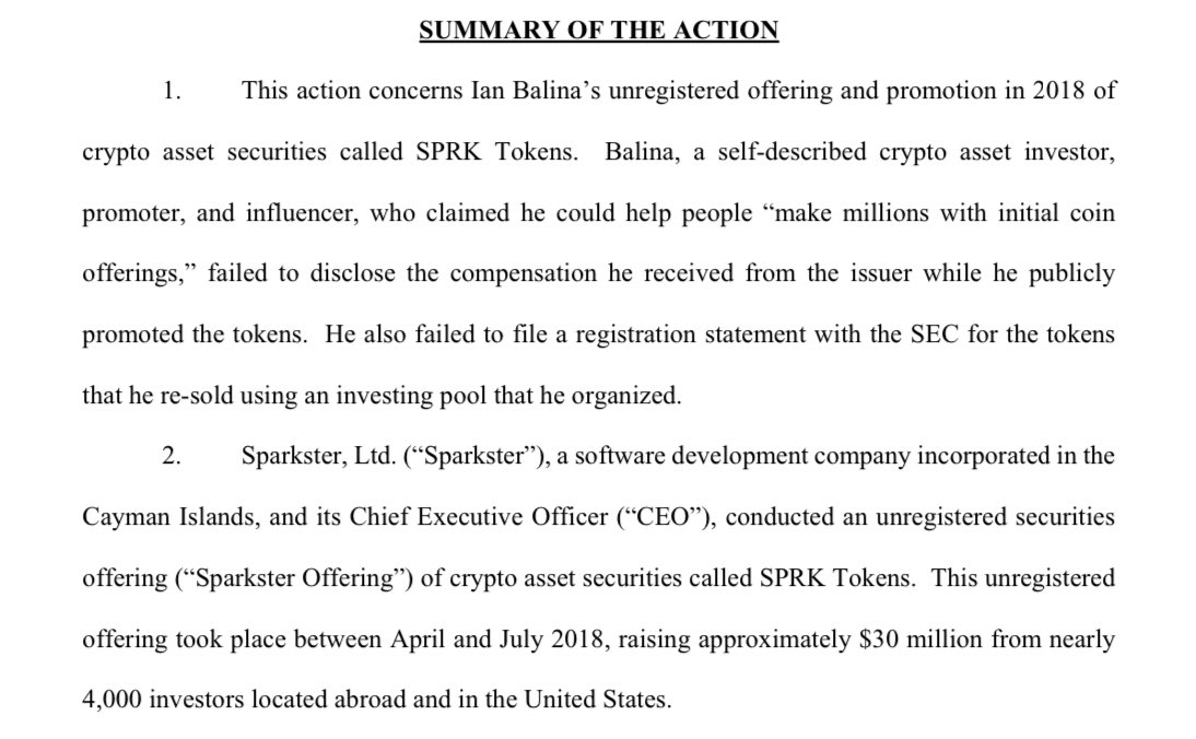They’re a few years late but better late than never. Who remembers Ian Balina’s ICO sheet? 

I look forward to the day we see additional influencers charged such as:

Moon Carl, Martini Guy, Lark, Banter, MM Crypto, Suppoman, Bitboy, Scott Melker, Birb, CryptoGodJohn etc.