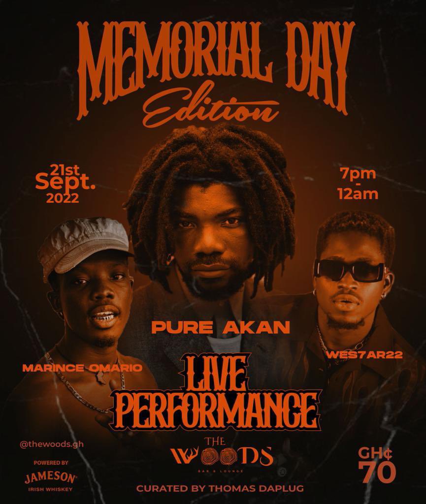 hyperactive_gh's tweet photo. EVENT: We’re @TheWoodsBar on Wednesday with @PureAkan, @marinceomario and @WES7AR22 for #MemorialDayEdition, a live performance curated by @thomasdaplug
Date: 21st September, 2022
Time: 7pm- 12am
Rate: GHC 70
#hyperactivegh https://t.co/ZC7E6HZ1pk