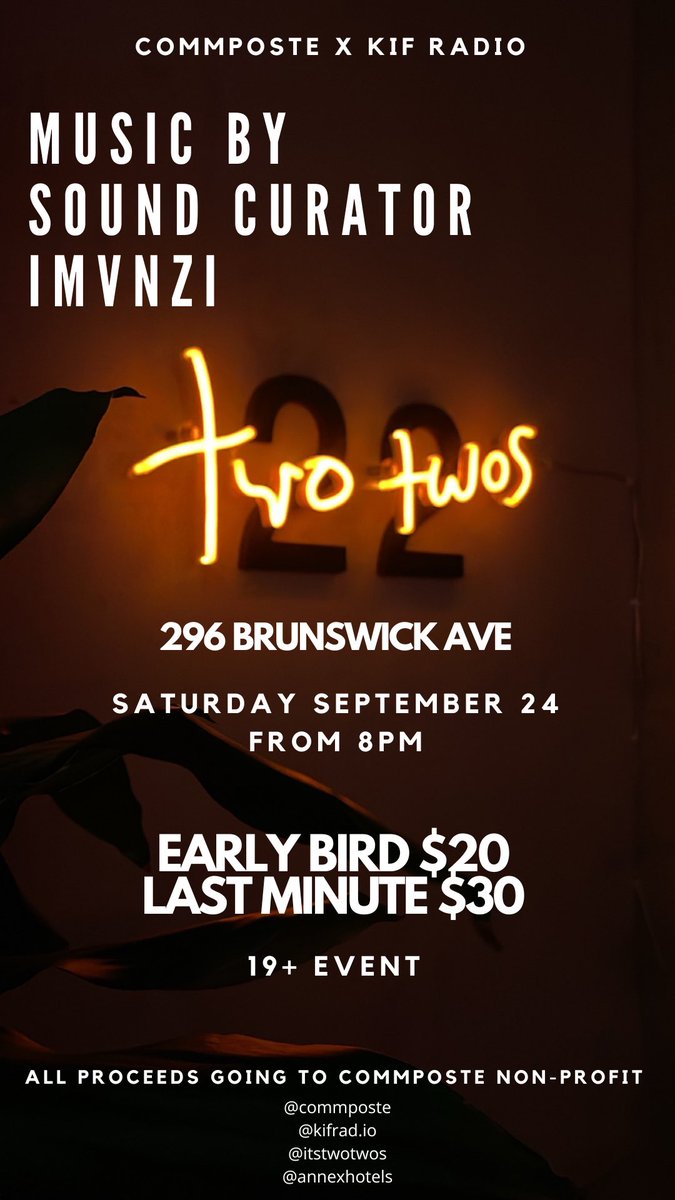 MyriamSere's tweet photo. In collaboration with @kifrad.io 
JOIN US THIS SATURDAY SEPTEMBER 24, 2022 at @itstwotwos for a @commposte fundraising event. Music will be provided by @sovndcvrator | @imvnzi 

TICKET SALES GO TO SCHOOL SUPPLIES FOR KIDS IN AFRICA

https://t.co/3TVM2iluHR https://t.co/qI7dC1Qi7p