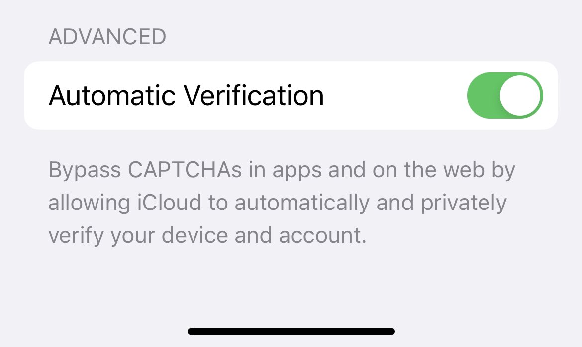 Just found out I can now bypass annoying Captcha. Turn this on guys if it is off in the iCloud settings. It is totally secure - Apple generates Apple private tokens to replace CAPTCHA which is good. Saves time!